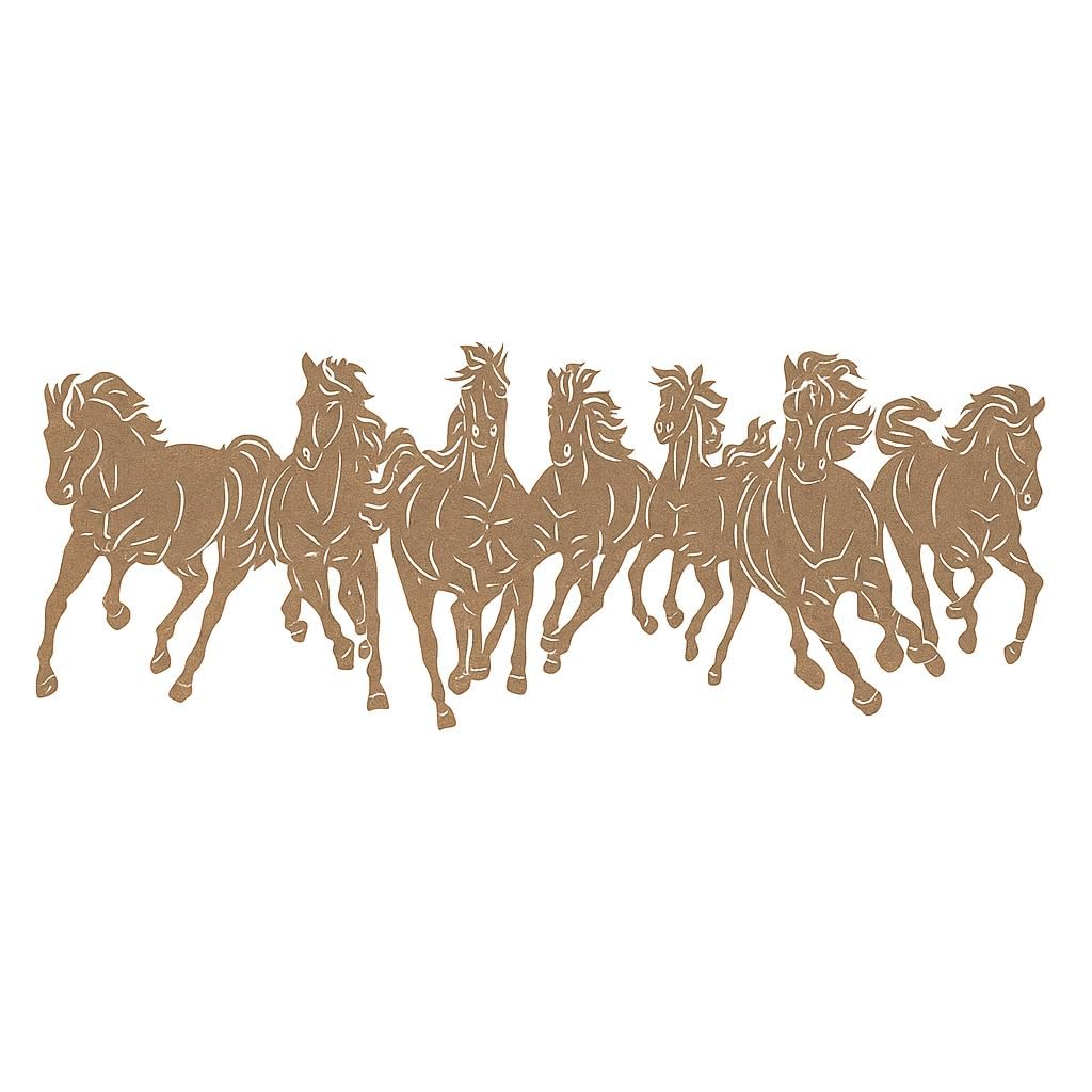 Running Horse Wall Art Cutout | Pine MDF Wooden Decorative Craft – 18x6 Inch | Unfinished DIY Painting Piece for Vastu, Feng Shui, Office & Home Wall Decoration